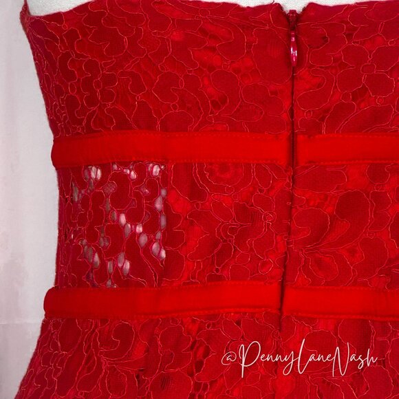 Express Red Piped Lace Midi Sheath Dress - Picture 6 of 16